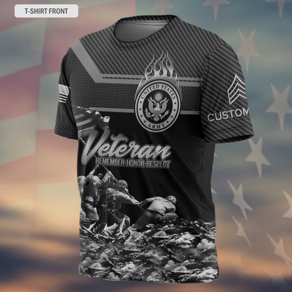 Customized U.S Veteran Honor The Fallen 3D Tshirt