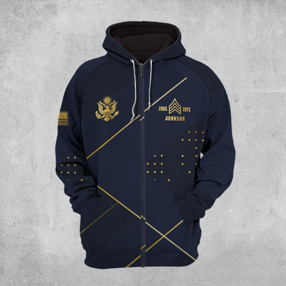 Customized US Military Proudly Served 3D Zip Hoodie
