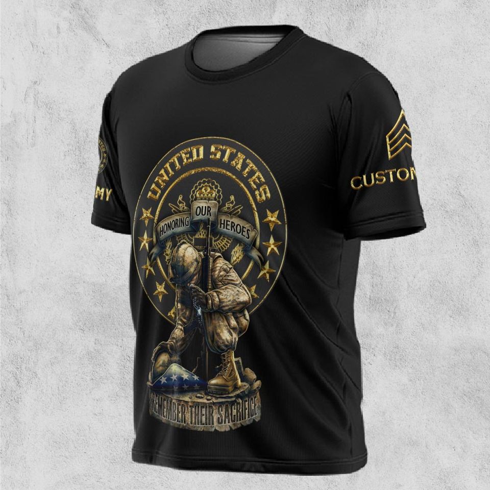 Customized U.S Veteran Honor the Fallen 3D T-Shirt