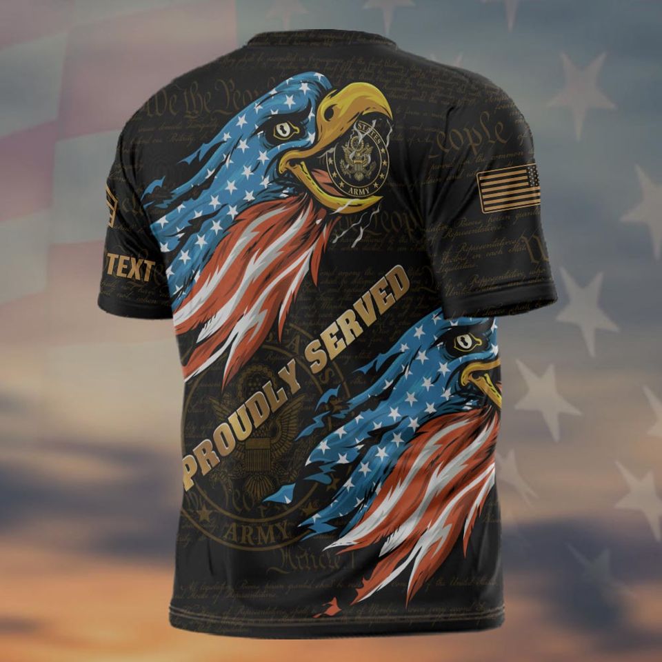 Customized U.S Veteran Eagle Proudly Served 3D Shirts