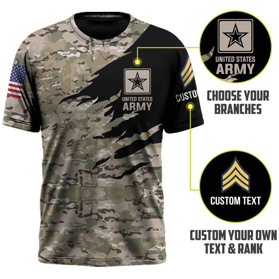 Customized Camouflage U.S. Veteran T-Shirt