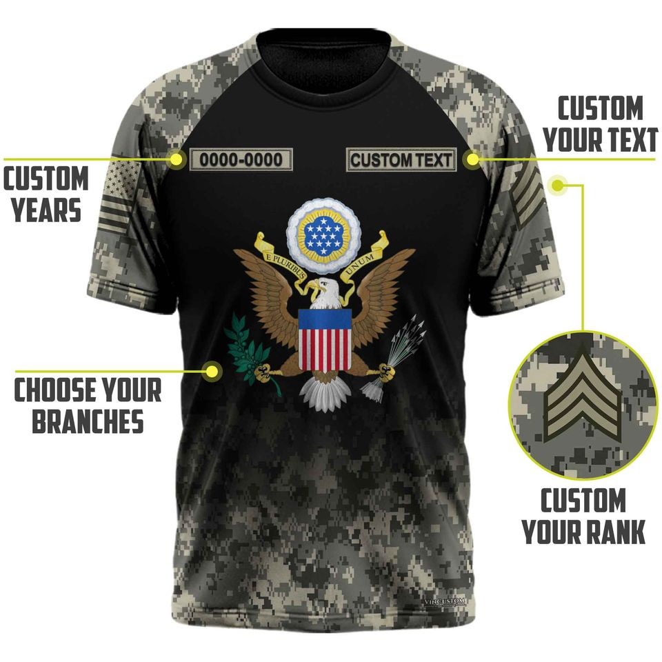 Customized US Veterans Camouflage Pattern  3D Shirts
