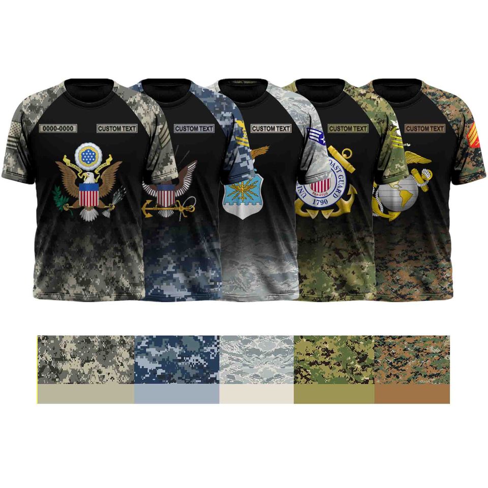 Customized US Veterans Camouflage Pattern  3D Shirts