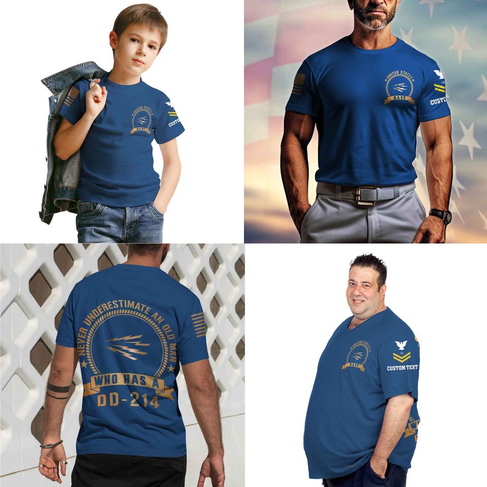 Customized Navy Ratings T-Shirt x “Never Underestimate An Old Man Who Has A DD-214 ” 3D shirt
