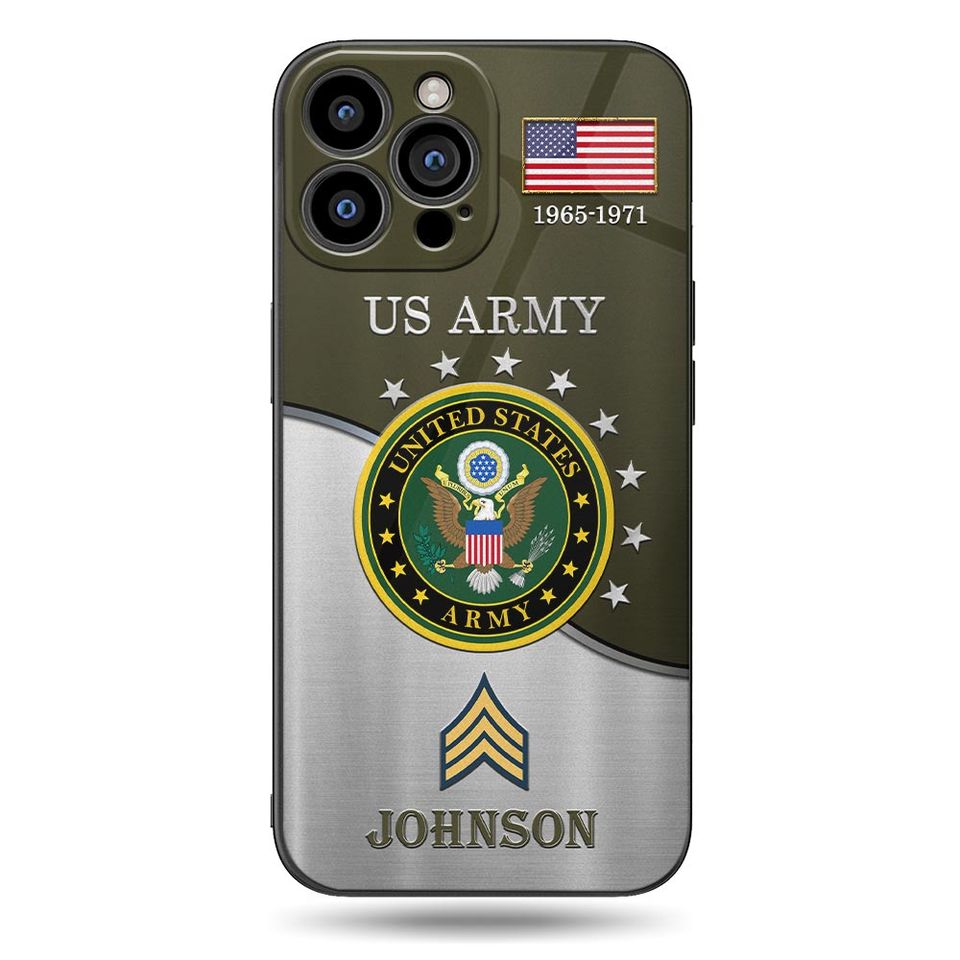 Customized US Military Proudly Served Silver Pattern Phone Case