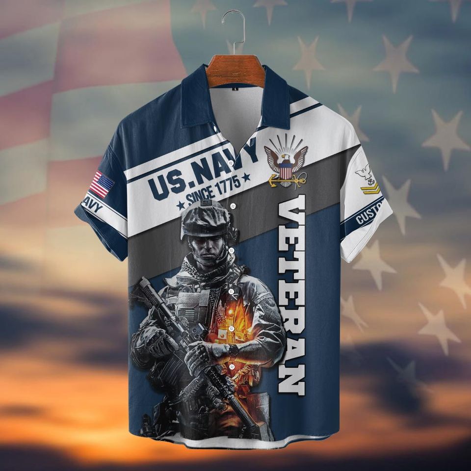 Customized US Navy Veteran Shirts Hawaiian Shirt
