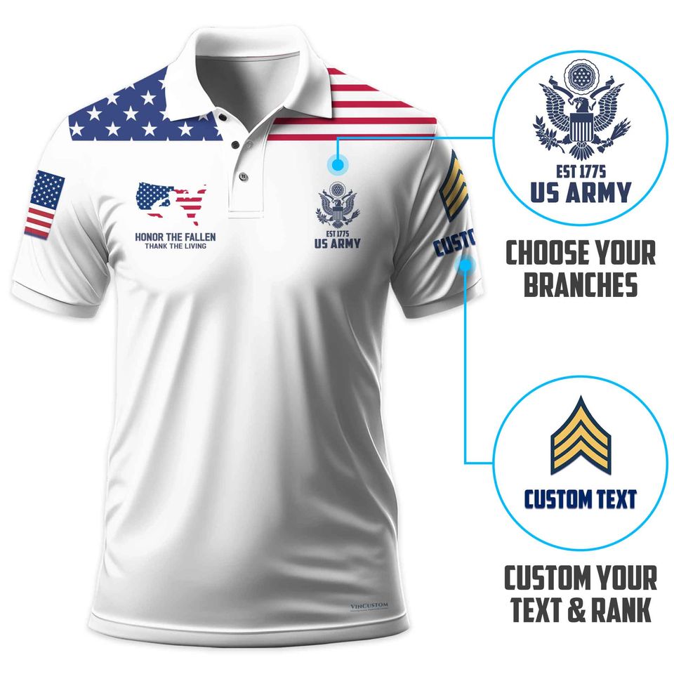 Customized U.S Veteran Honor The Fallen Polo Shirt