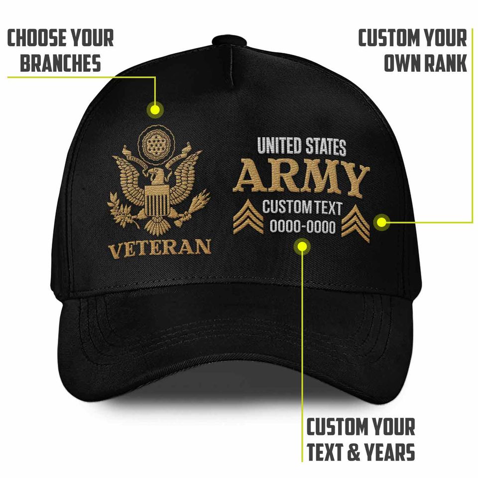 Customized US Veteran Proudly Served Embroidered Classic Cap