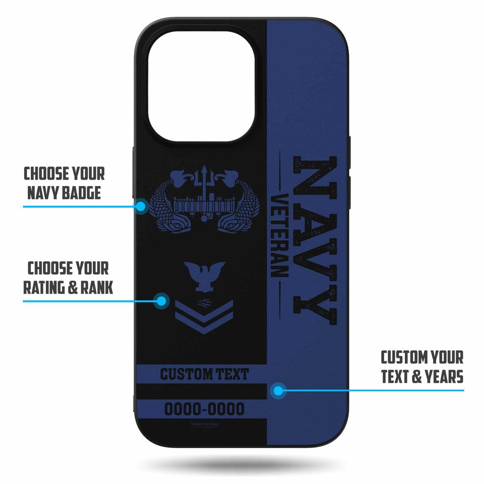 Customized US Navy Badges Veteran Proudly Served Phone Case
