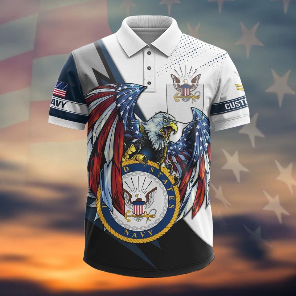 Customized US Navy Veteran Polo Shirt