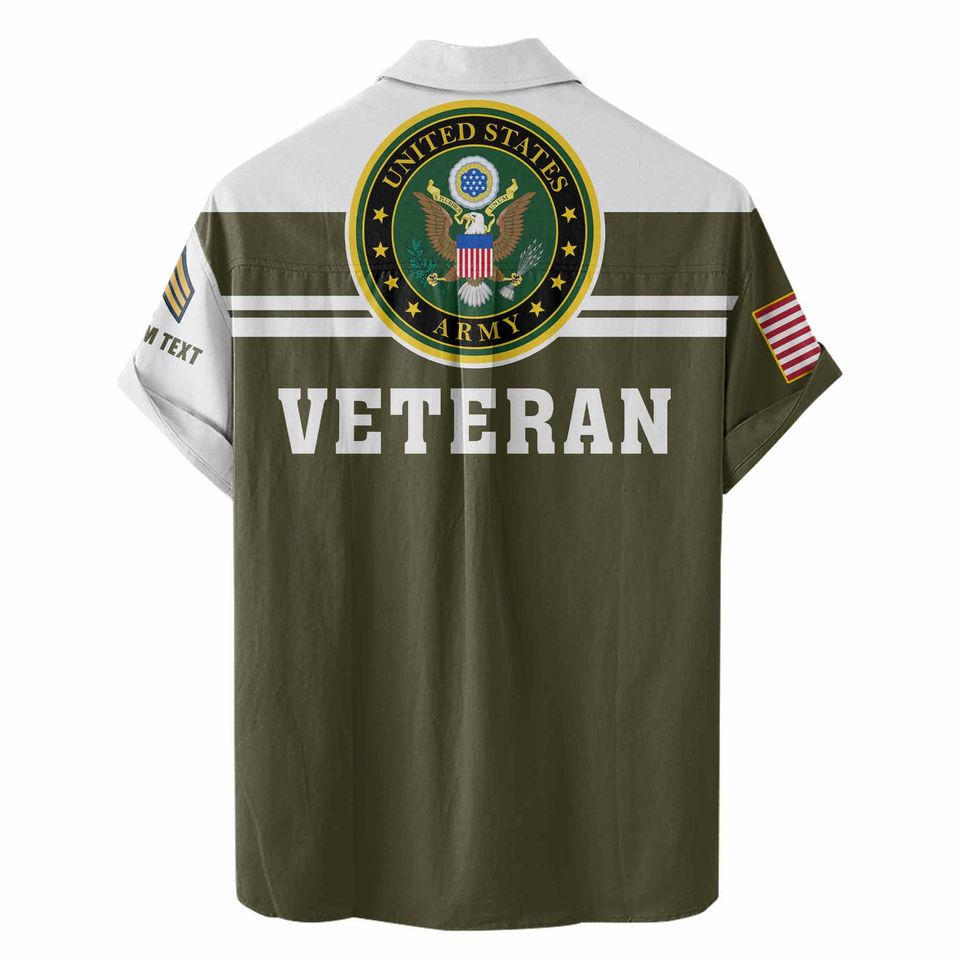 Customized US Army Veteran Short Sleeve Button Shirt Hawaiian Shirt