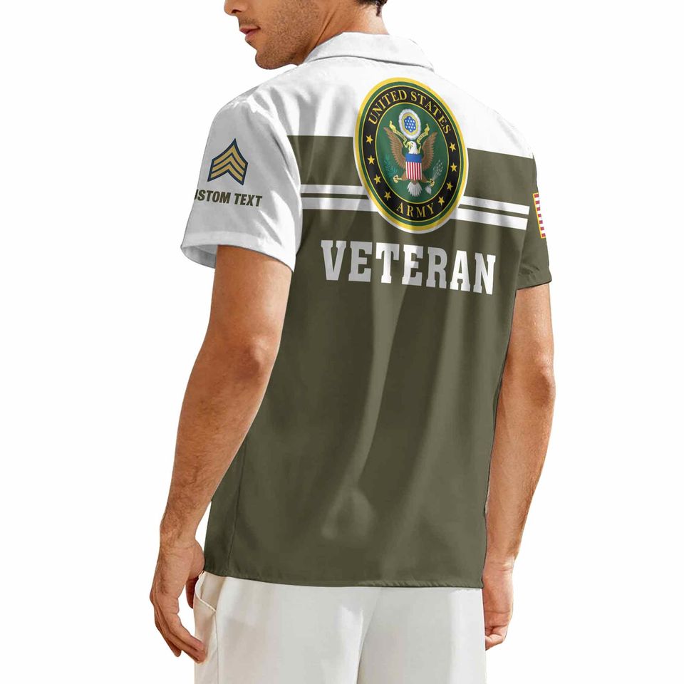 Customized US Army Veteran Short Sleeve Button Shirt Hawaiian Shirt