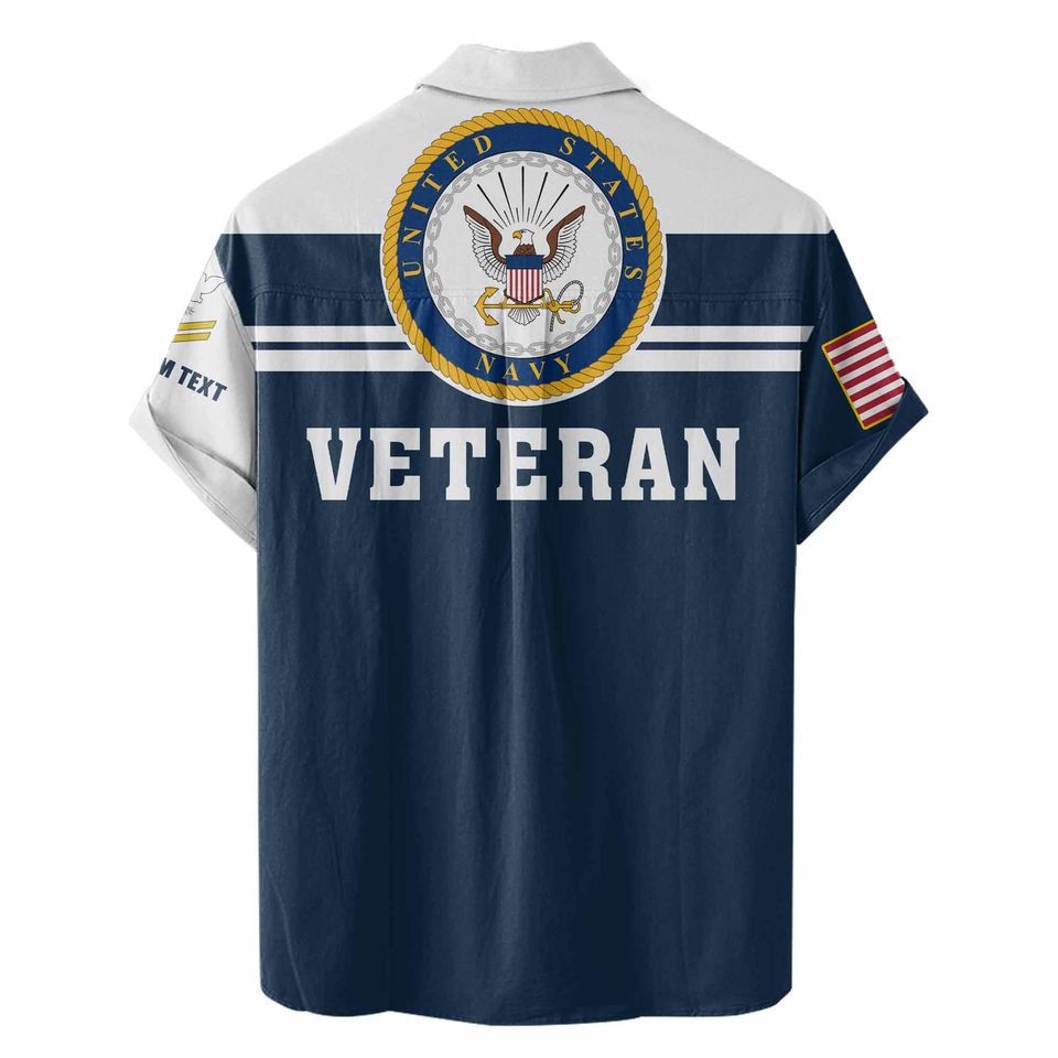 Customized US Navy Veteran Short Sleeve Button Shirt Hawaiian Shirt