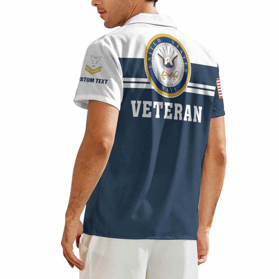 Customized US Navy Veteran Short Sleeve Button Shirt Hawaiian Shirt