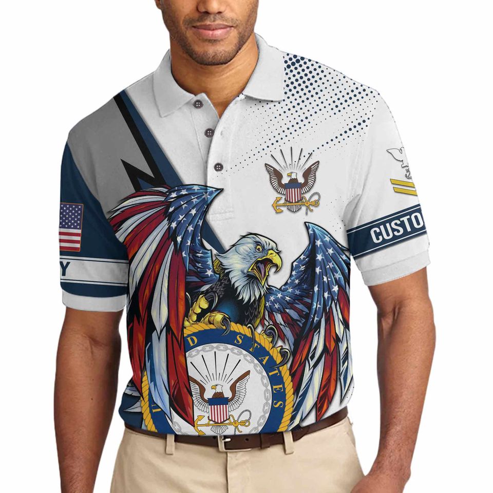 Customized US Navy Veteran Polo Shirt