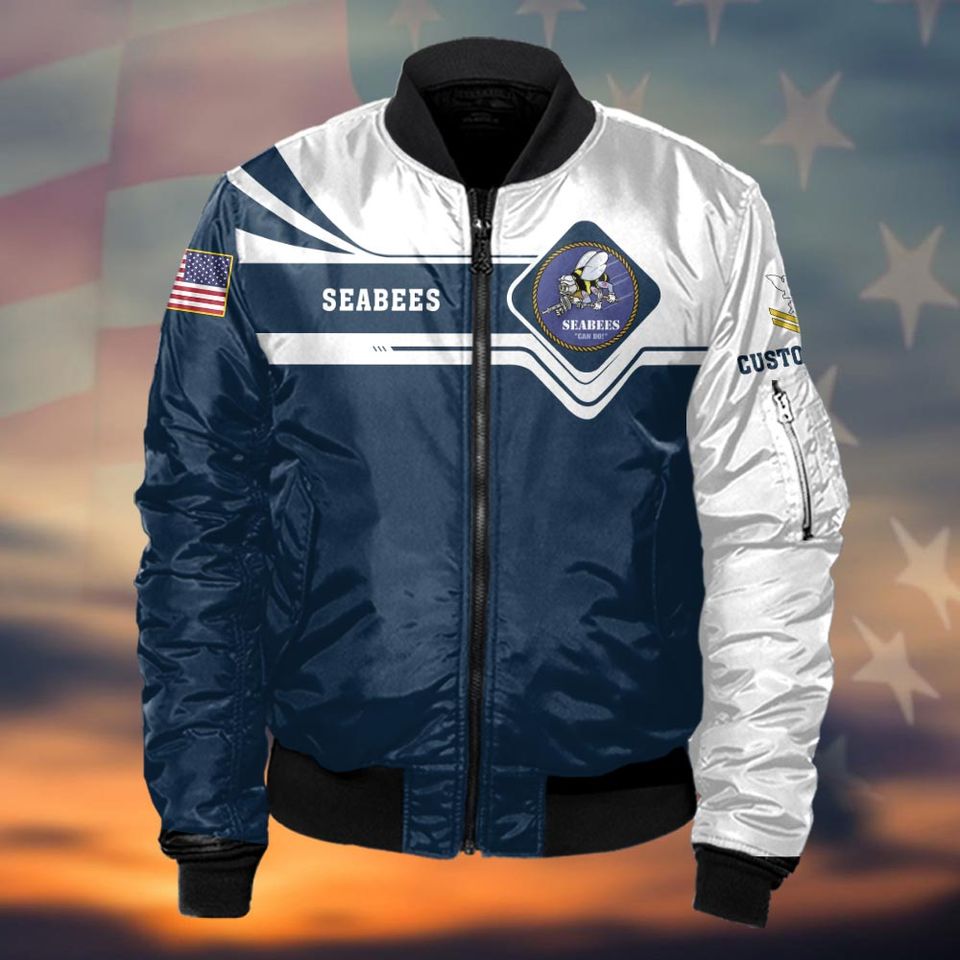 Customized Navy Seabees Veteran Bomber Jacket