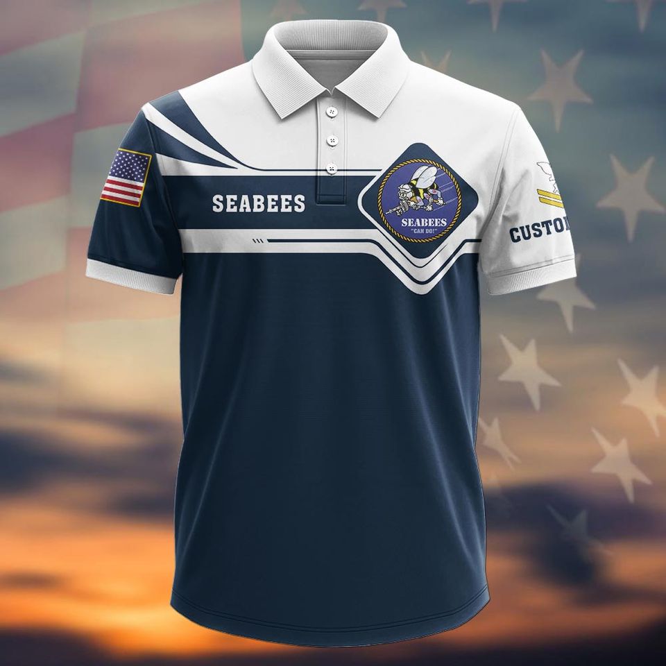 Customized Navy Seabees Veteran Polo Shirt