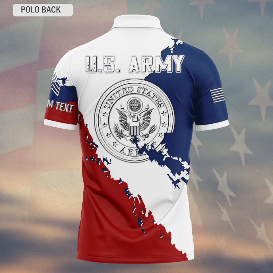 Customized U.S Veteran Proudly Served Polo Shirt Patriotic Military Gift