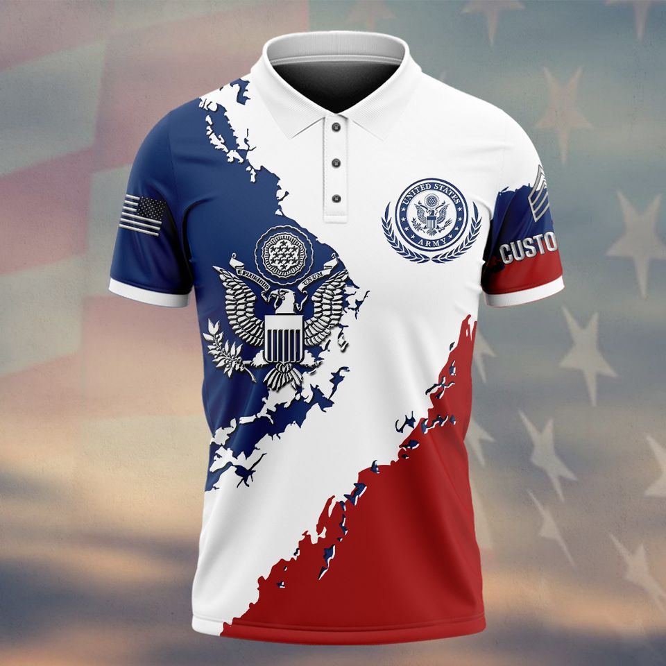 Customized U.S Veteran Proudly Served Polo Shirt Patriotic Military Gift