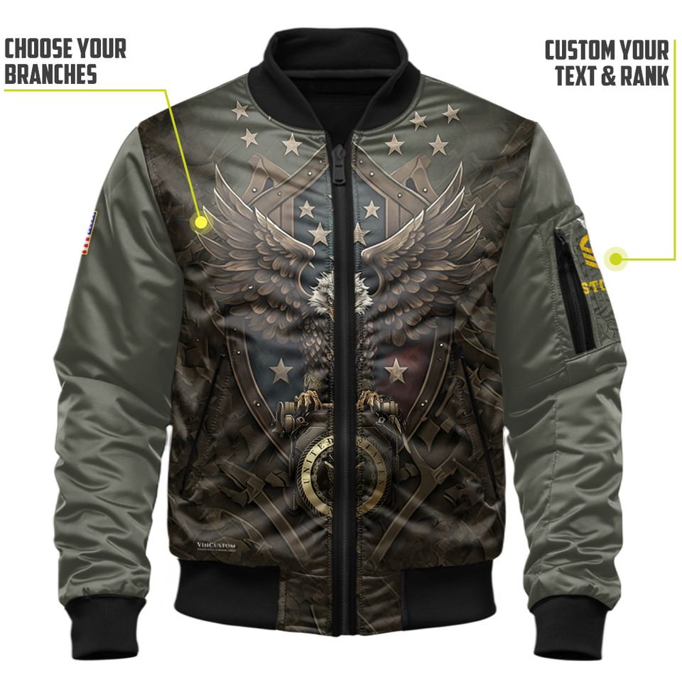 Customized Eagle Veteran 3D Bomber Jacket