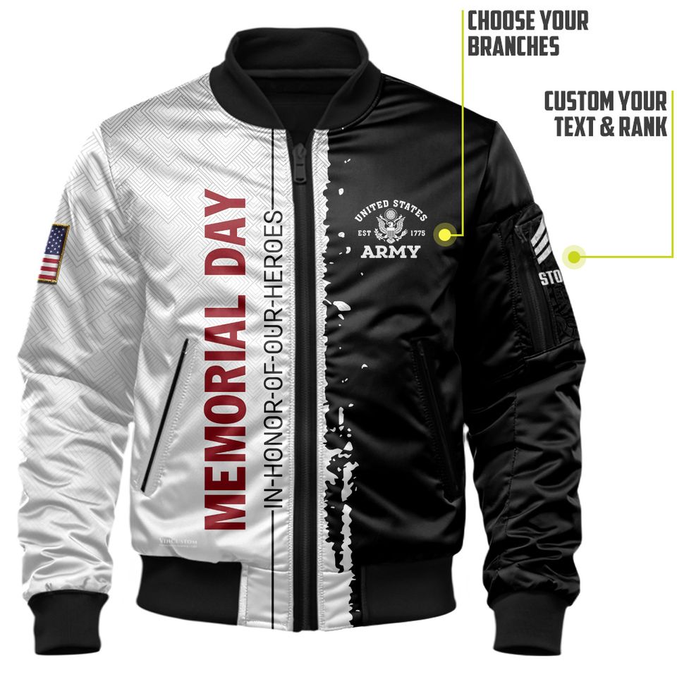 Customized Memorial Day Bomber Jacket x “God Bless Our Fallen Heroes” - Bomber Jacket