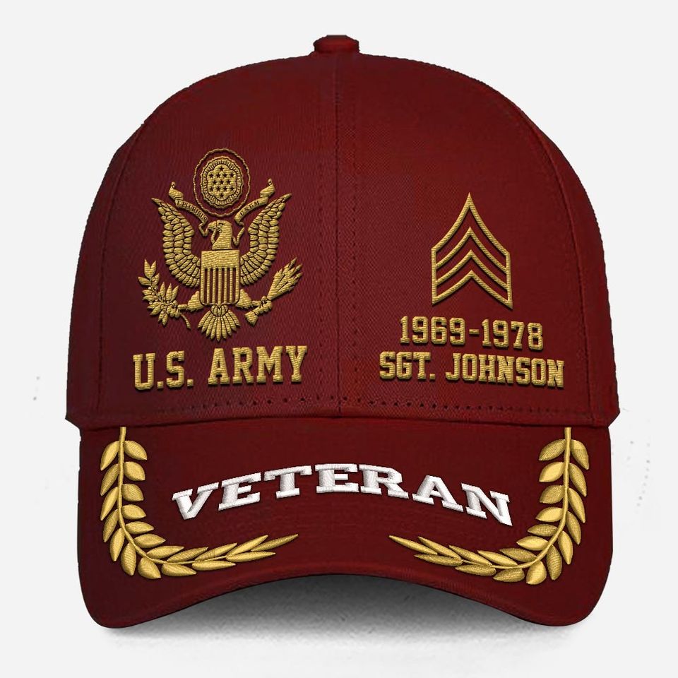 Customized US Veteran Proudly Served Embroidered Baseball Cap