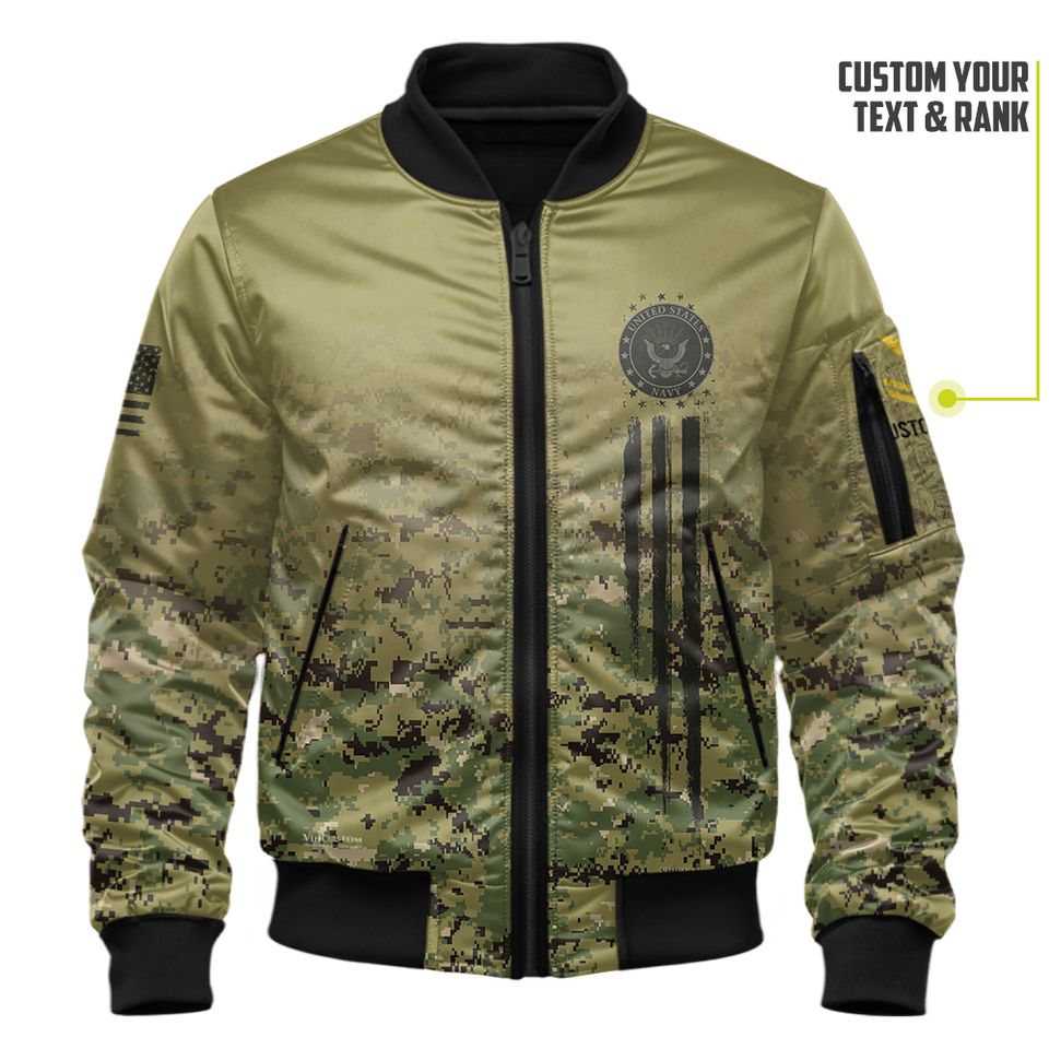 US Navy Veteran Camouflage Fade Design Bomber Jacket