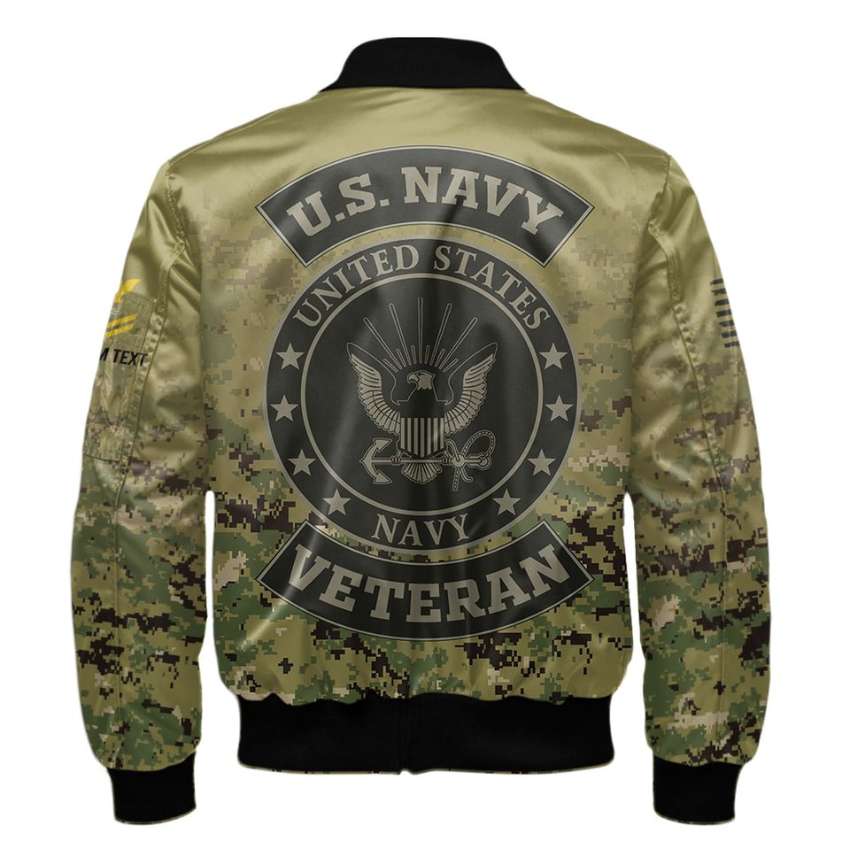US Navy Veteran Camouflage Fade Design Bomber Jacket