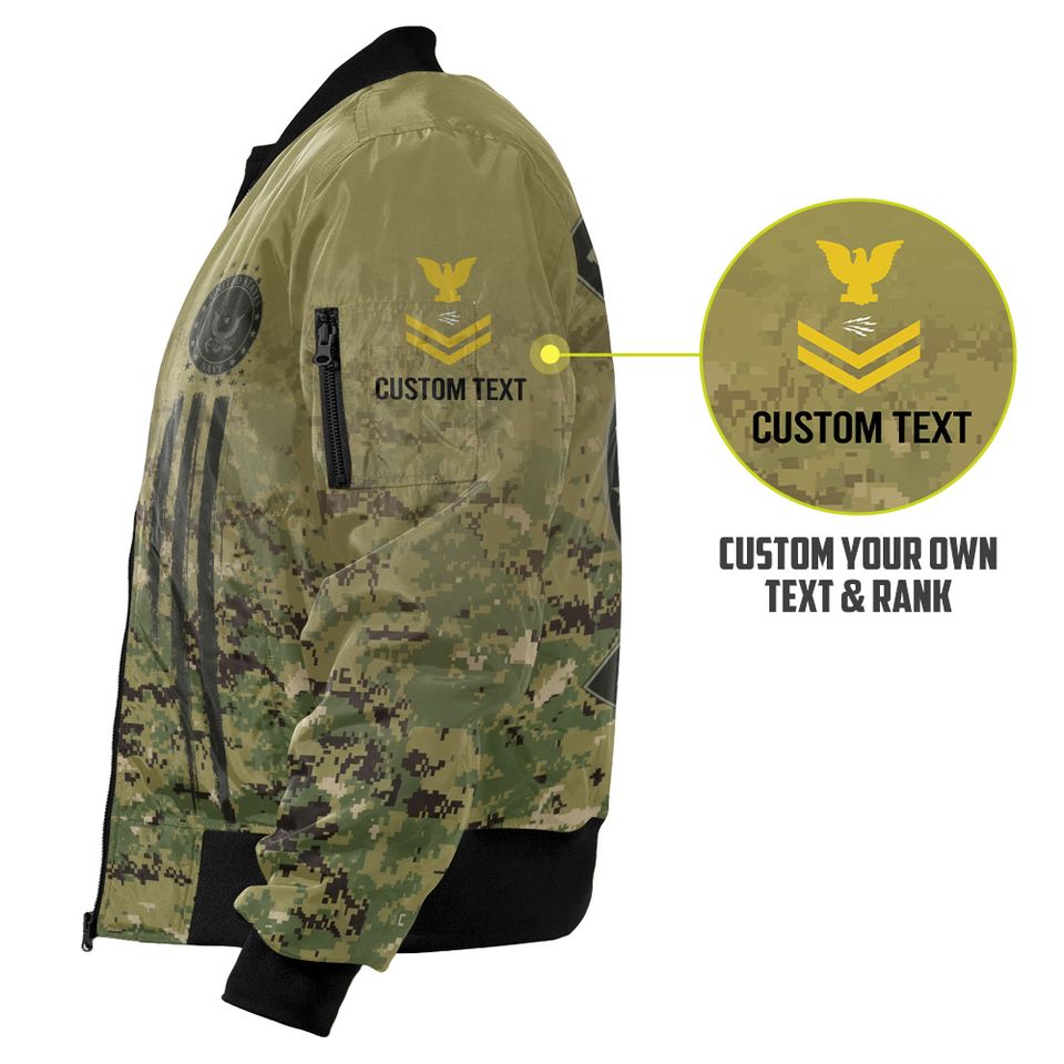 US Navy Veteran Camouflage Fade Design Bomber Jacket