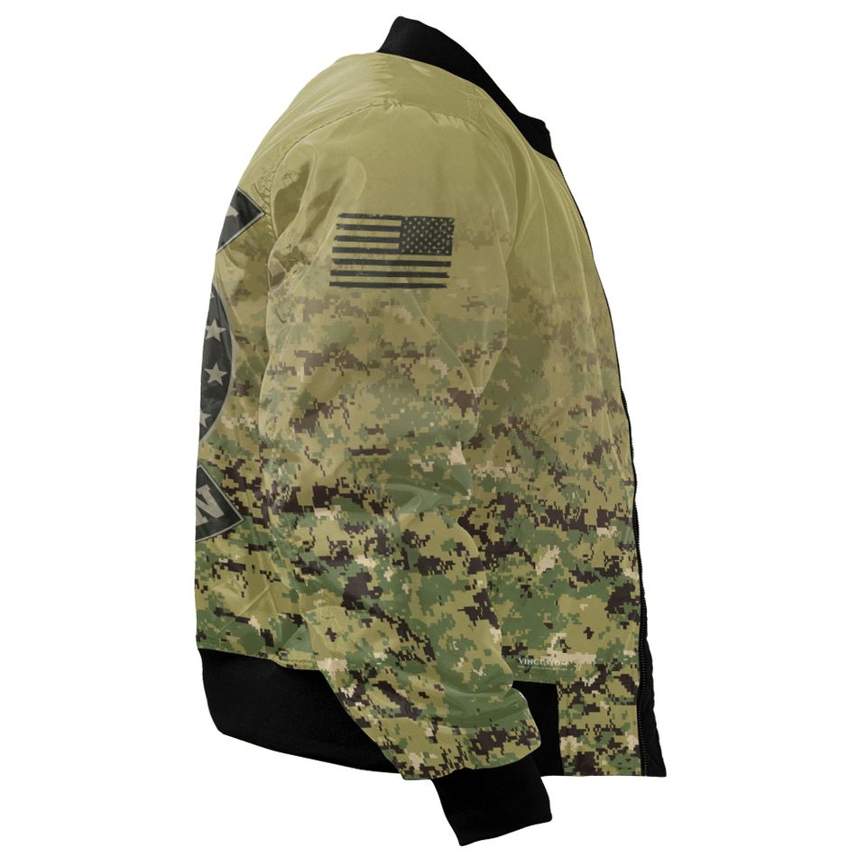 US Navy Veteran Camouflage Fade Design Bomber Jacket