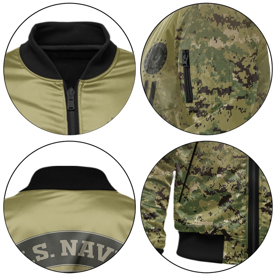 US Navy Veteran Camouflage Fade Design Bomber Jacket