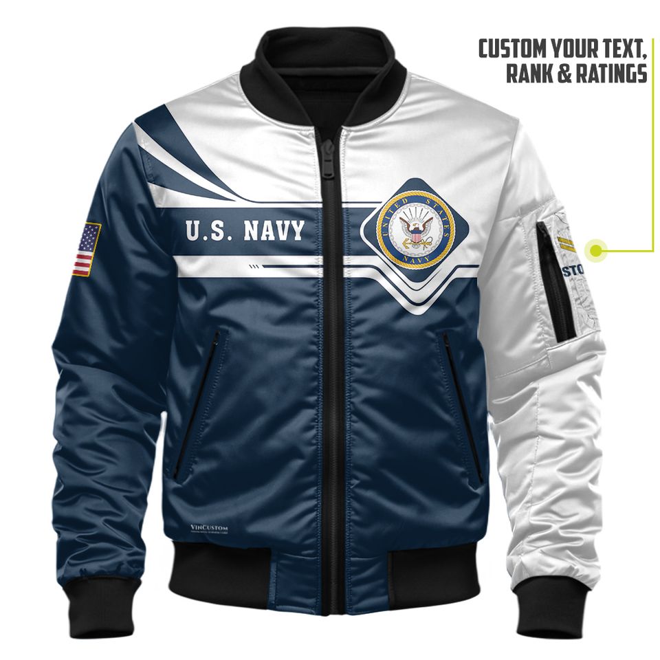 Customized US Navy Veteran Bomber Jacket