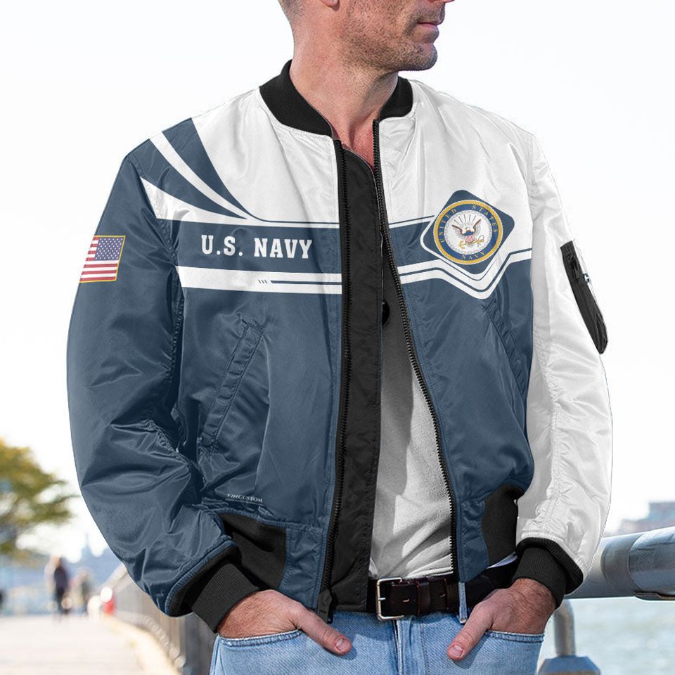 Customized US Navy Veteran Bomber Jacket