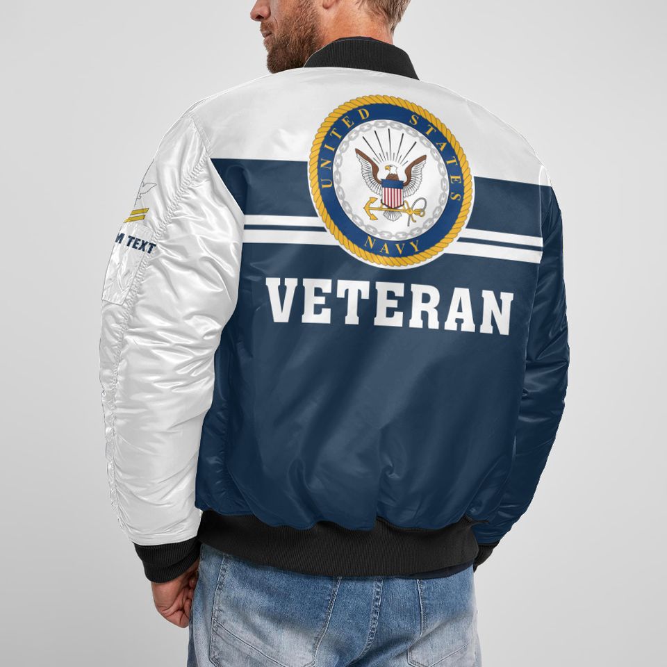 Customized US Navy Veteran Bomber Jacket