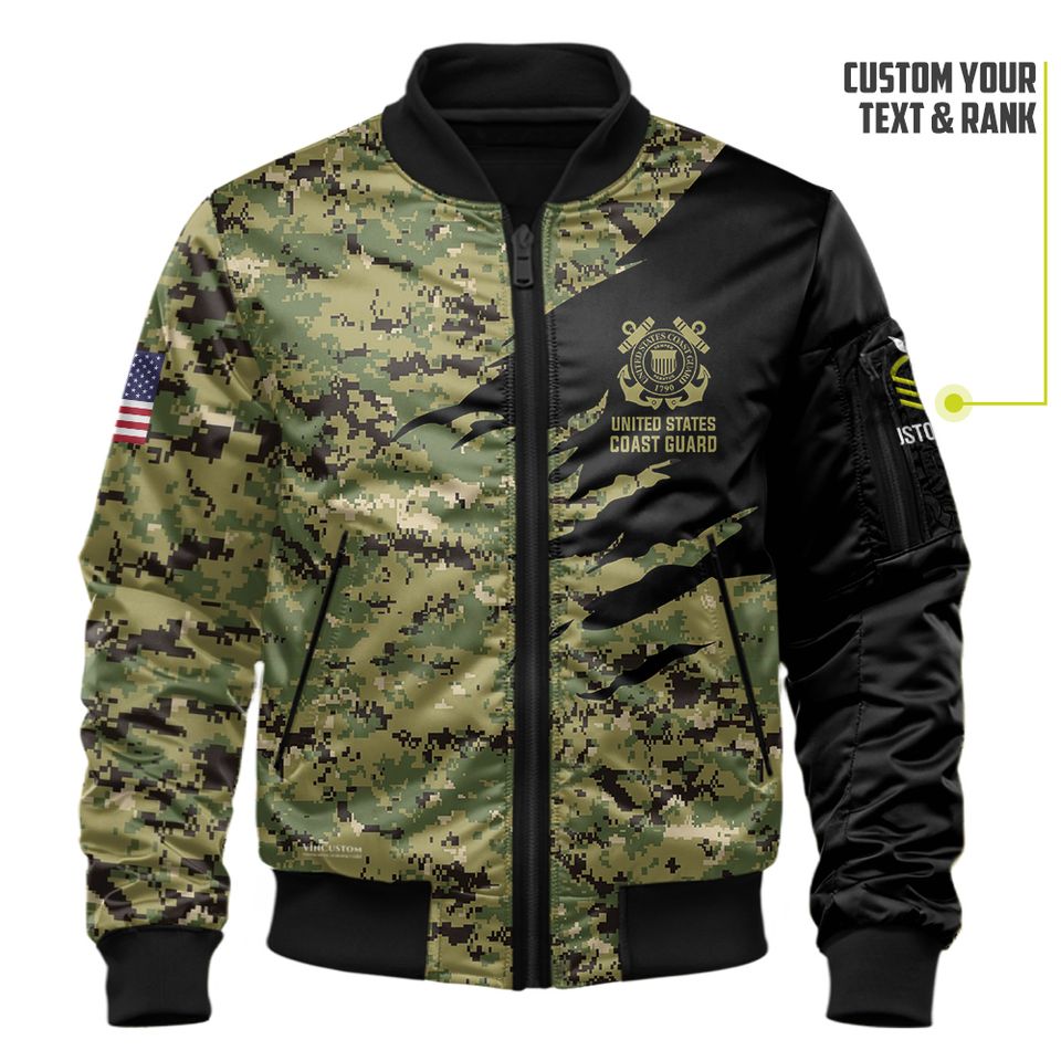 Customized Camouflage U.S. Coast Guard Bomber Jacket