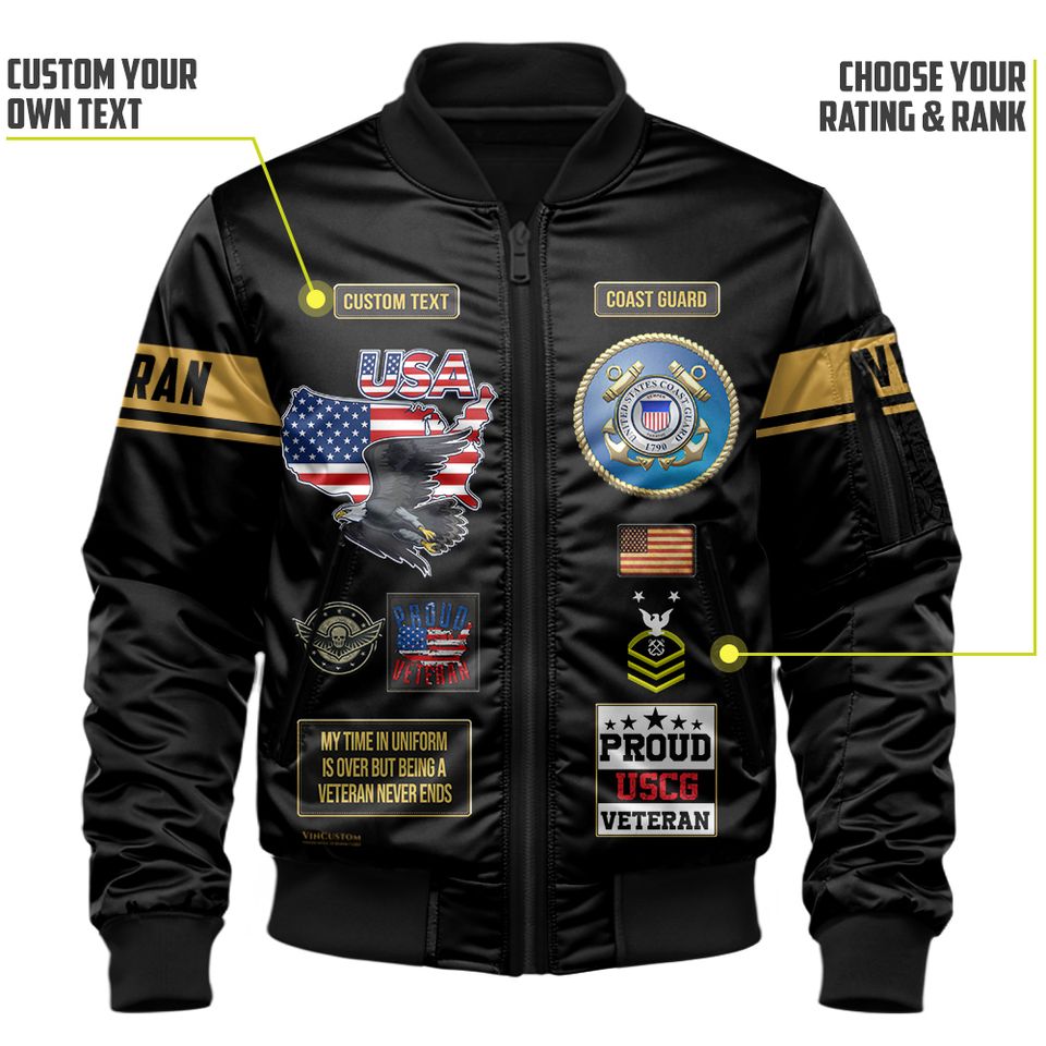 Customized U.S Coast Guard Proudly Served Bomber Jacket