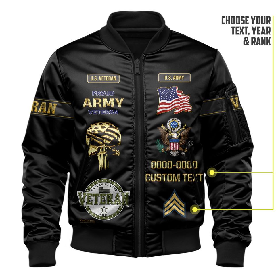 Customized U.S Army Proudly Served Bomber Jacket