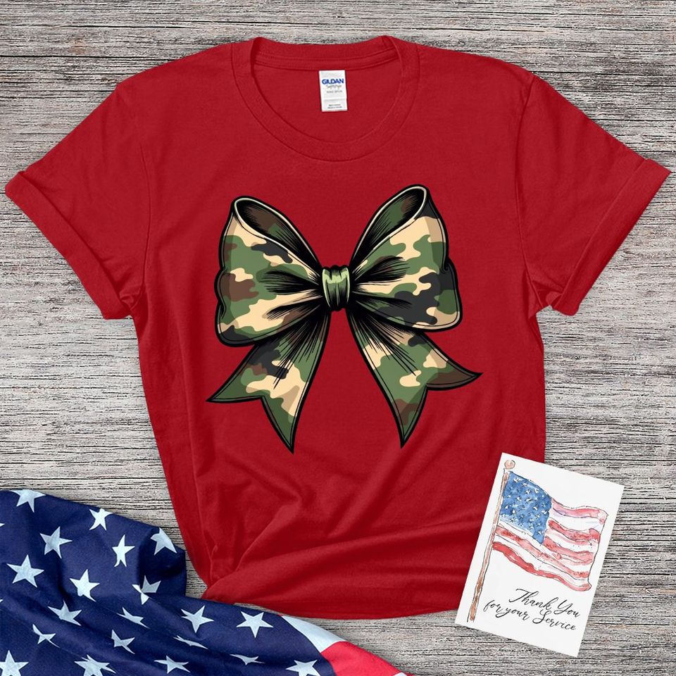 Camouflage Bowtie Patriotic T-Shirt
