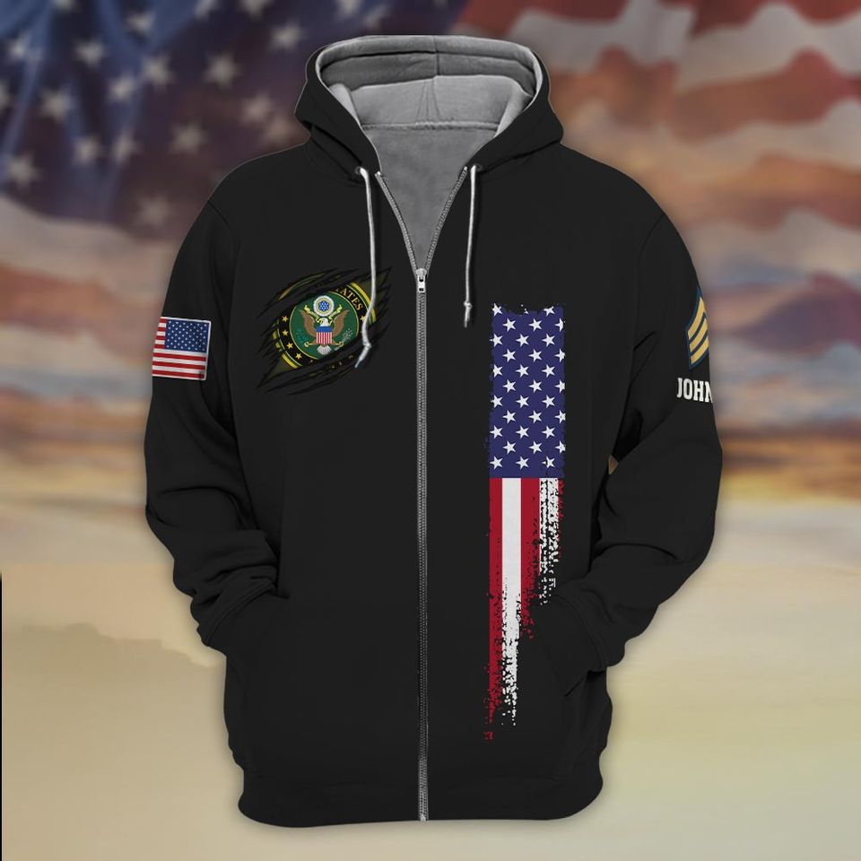 Customized US Veteran All Gave Some, Some Gave All 3D Zip Hoodie