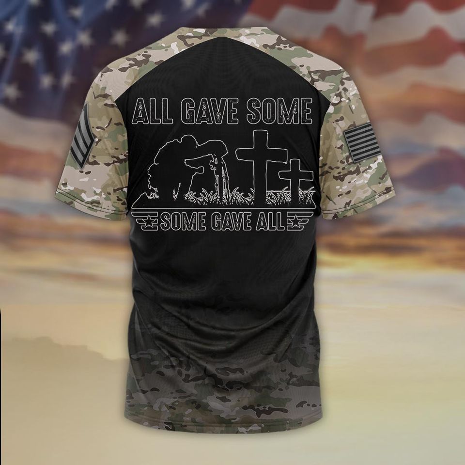 Customized US Veteran Camo Memorial Silhouette T-Shirt