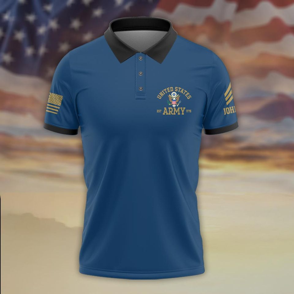 Customized US Veteran Soaring Honor: Eagle & Battlefield Cross Polo Shirt