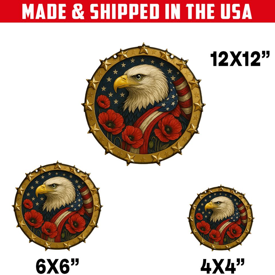 Freedom’s Guardian – Patriotic Eagle Honor Medal Hanging suncatcher ornaments