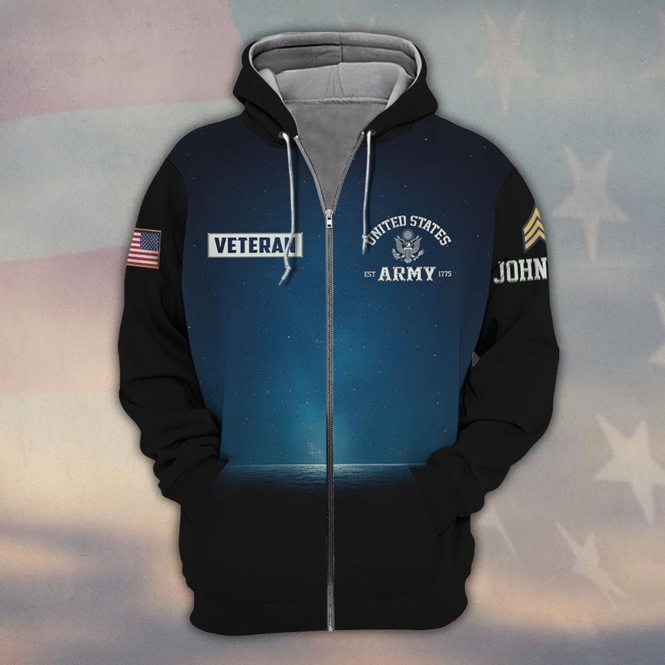 Customized U.S Veteran – You’ll Never Walk Alone 3D Zip Hoodie