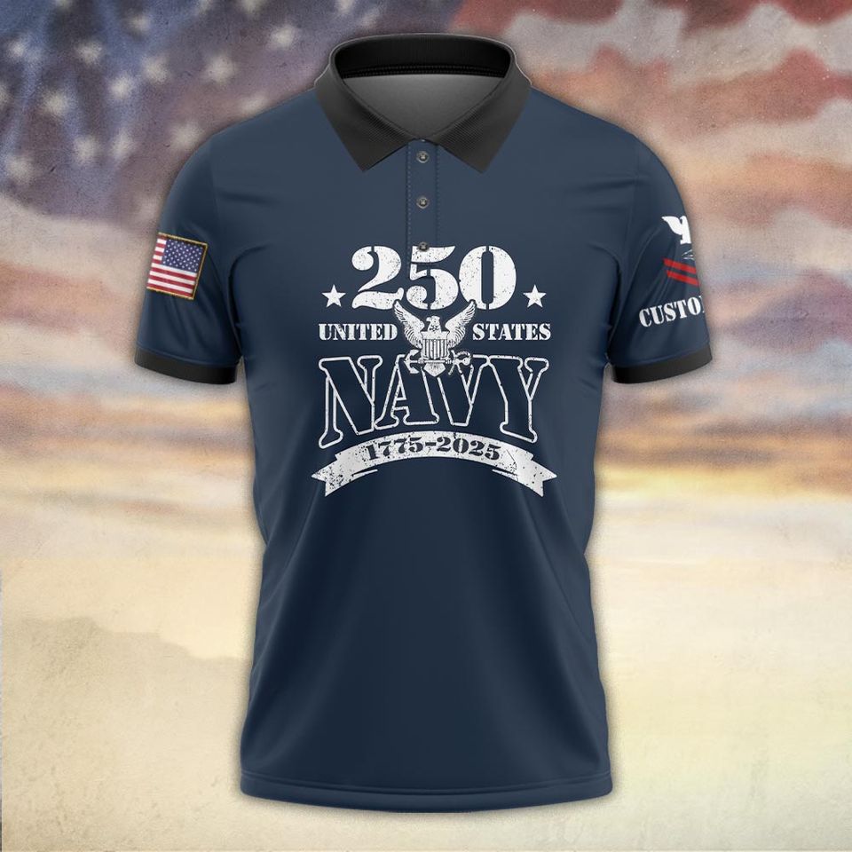 Customized US Navy 250 Years Pride Polo Shirt