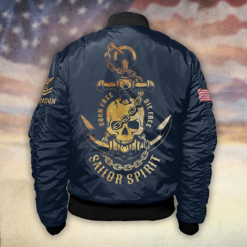 US Navy Born Free – Die Free Sailor Spirit - Bomber Jacket