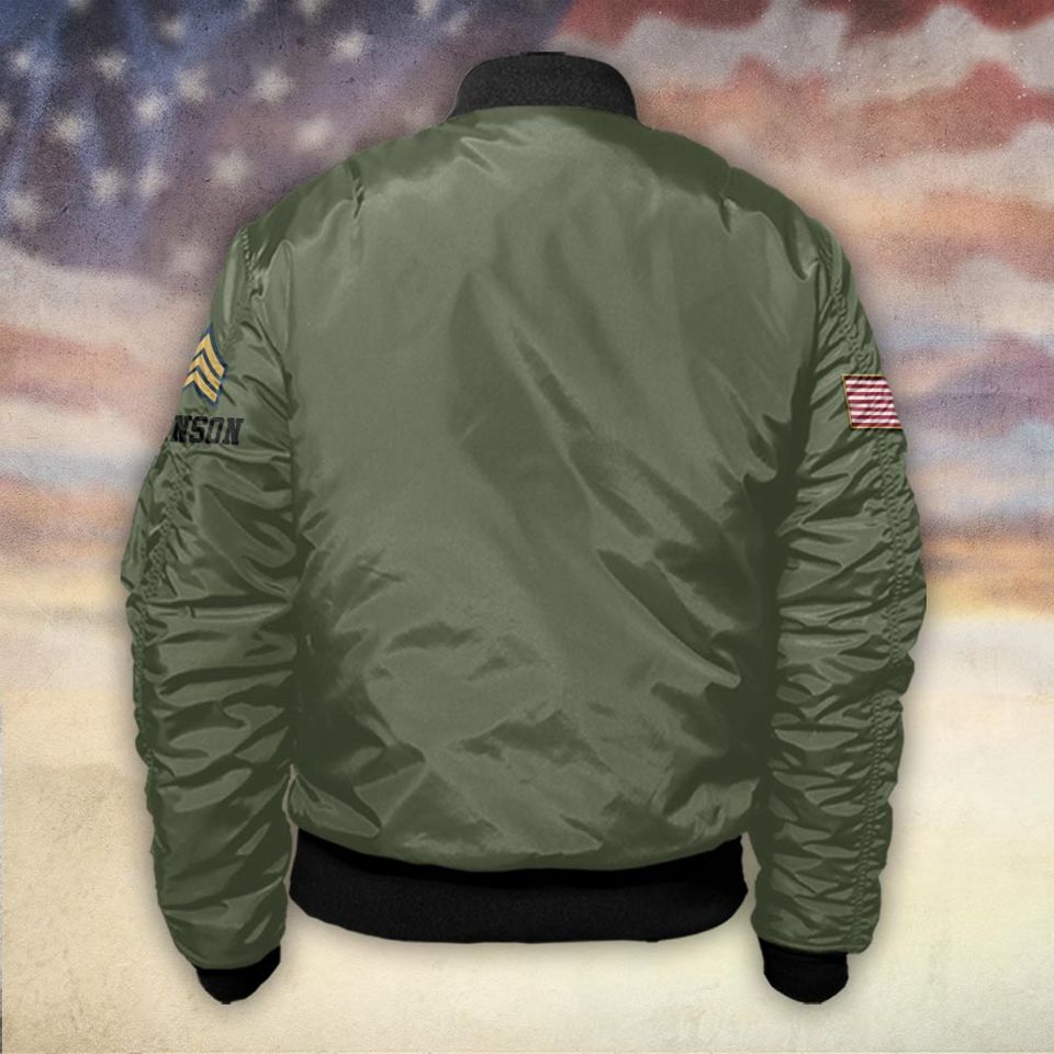 Customized US Veteran Proudly Served - Bomber Jacket
