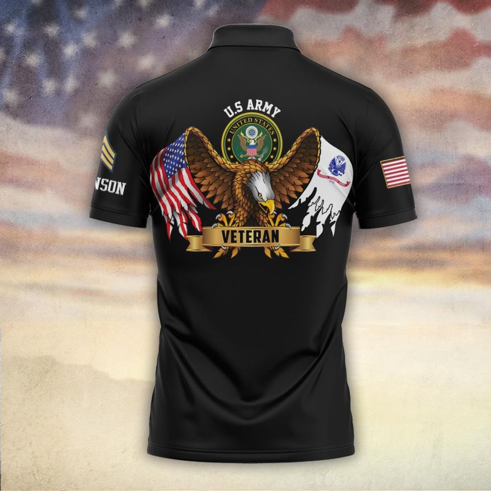 Customized US Veteran Proudly Served Polo Shirt