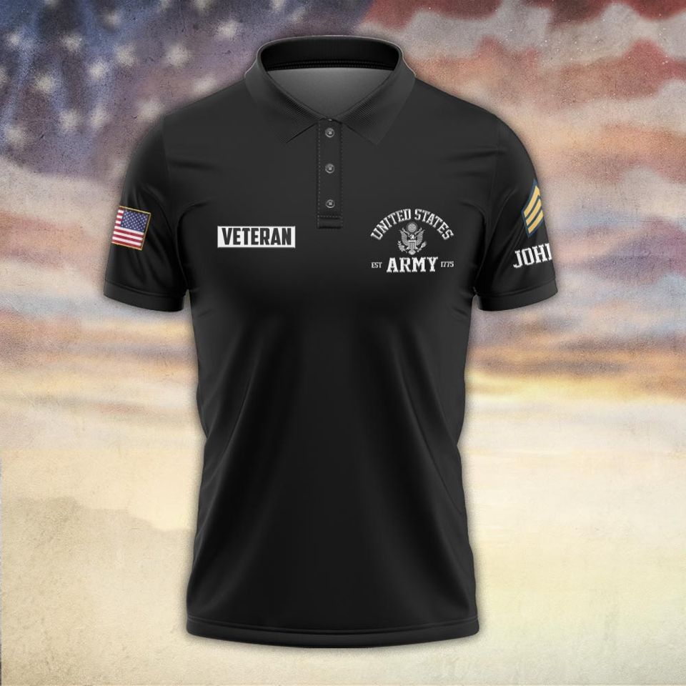 Customized US Veteran Proudly Served Polo Shirt