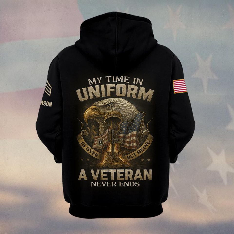 Customized U.S Veteran Proudly Served 3D Hoodie