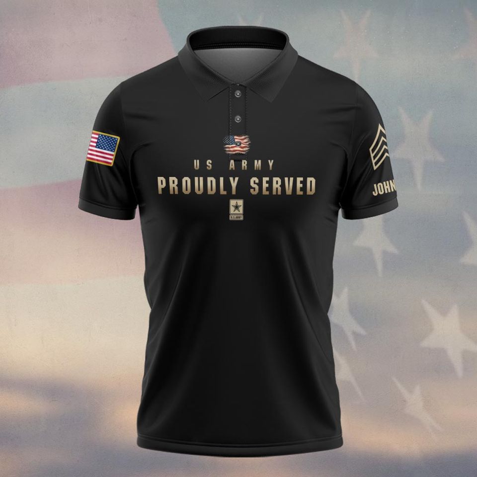 Customized U.S Veteran Proudly Served Polo Shirt